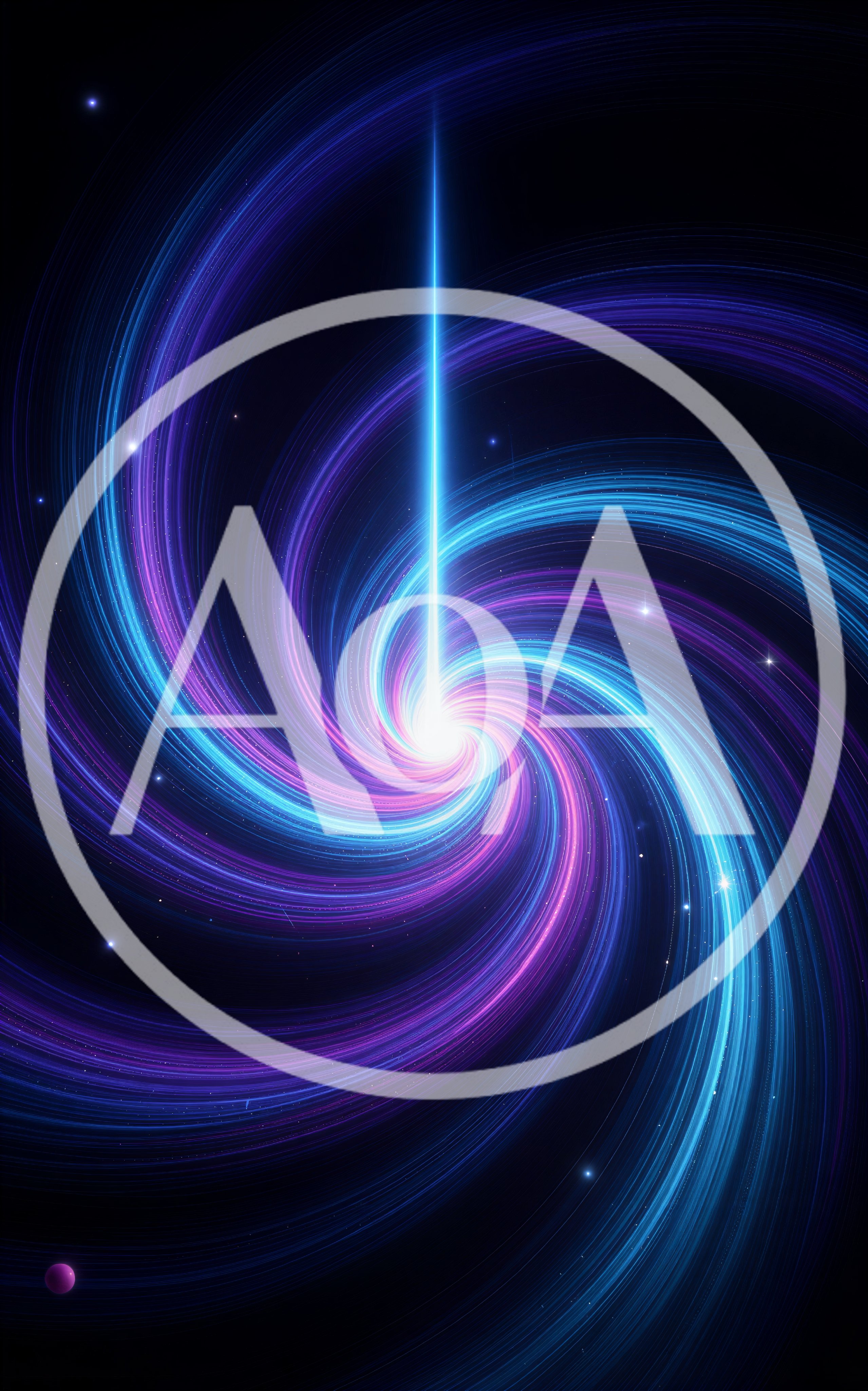 Abstract Cosmic Spiral Galaxy With Radiant Energy Beam