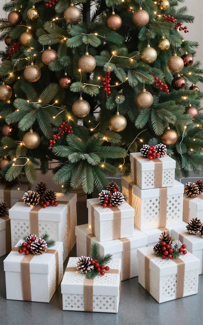 Christmas Tree With Wrapped Gift Boxes