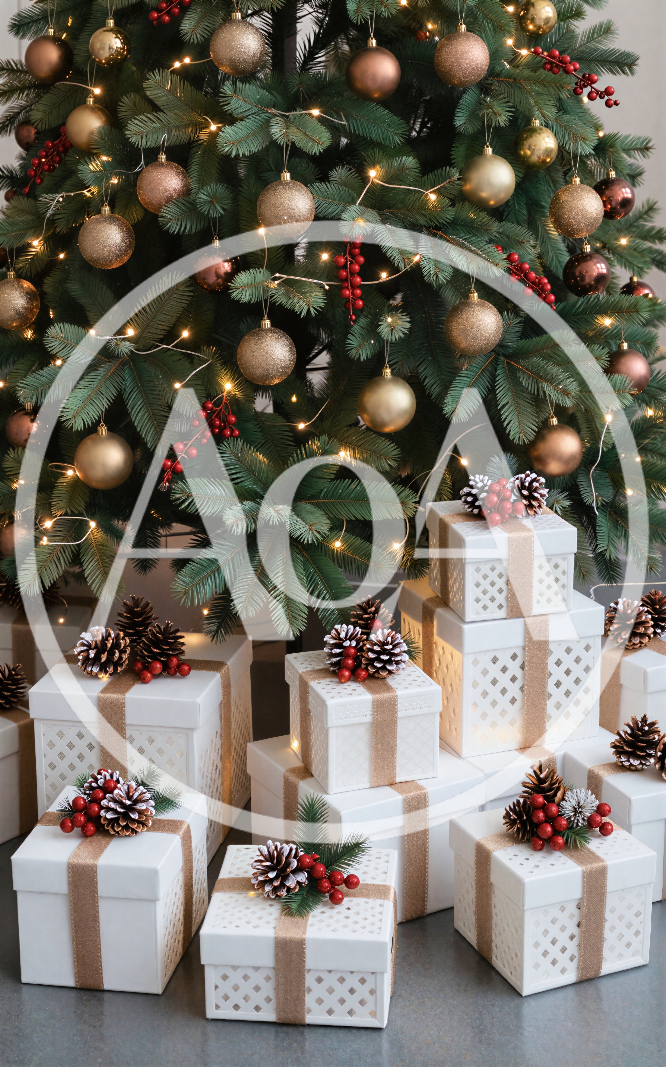 Christmas Tree With Wrapped Gift Boxes