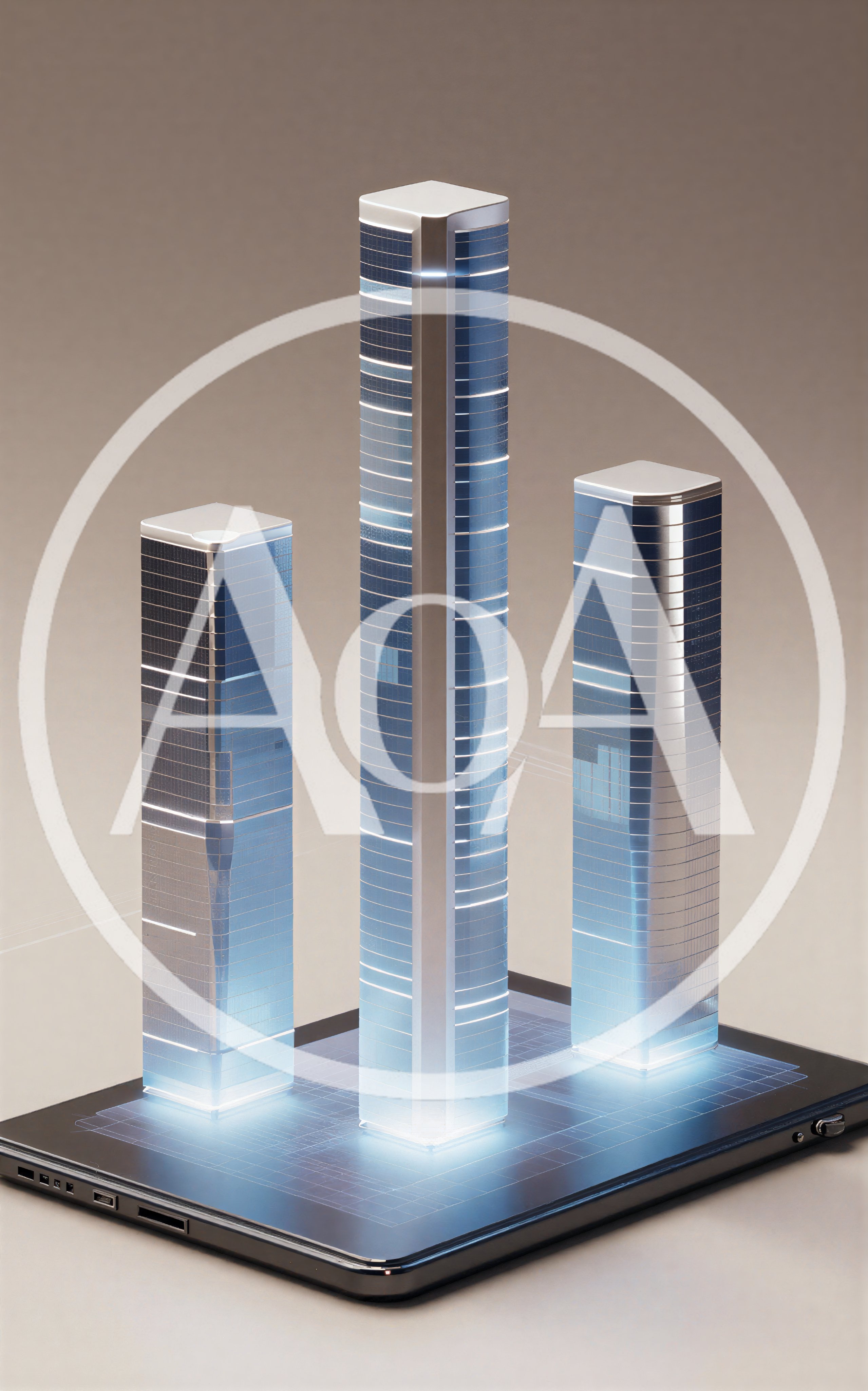Holographic Skyscraper Models Projected From A Digital Tablet