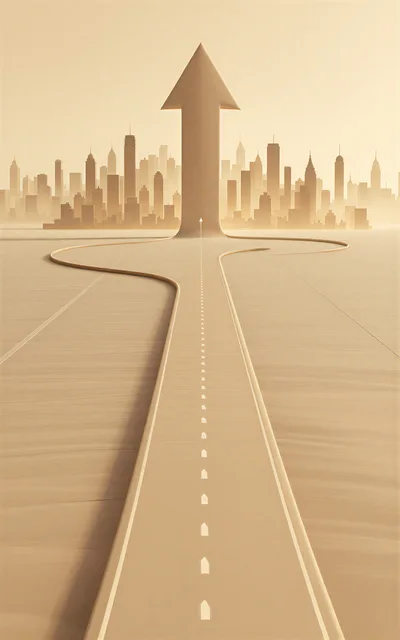 Conceptual Road Leading To A Rising Arrow