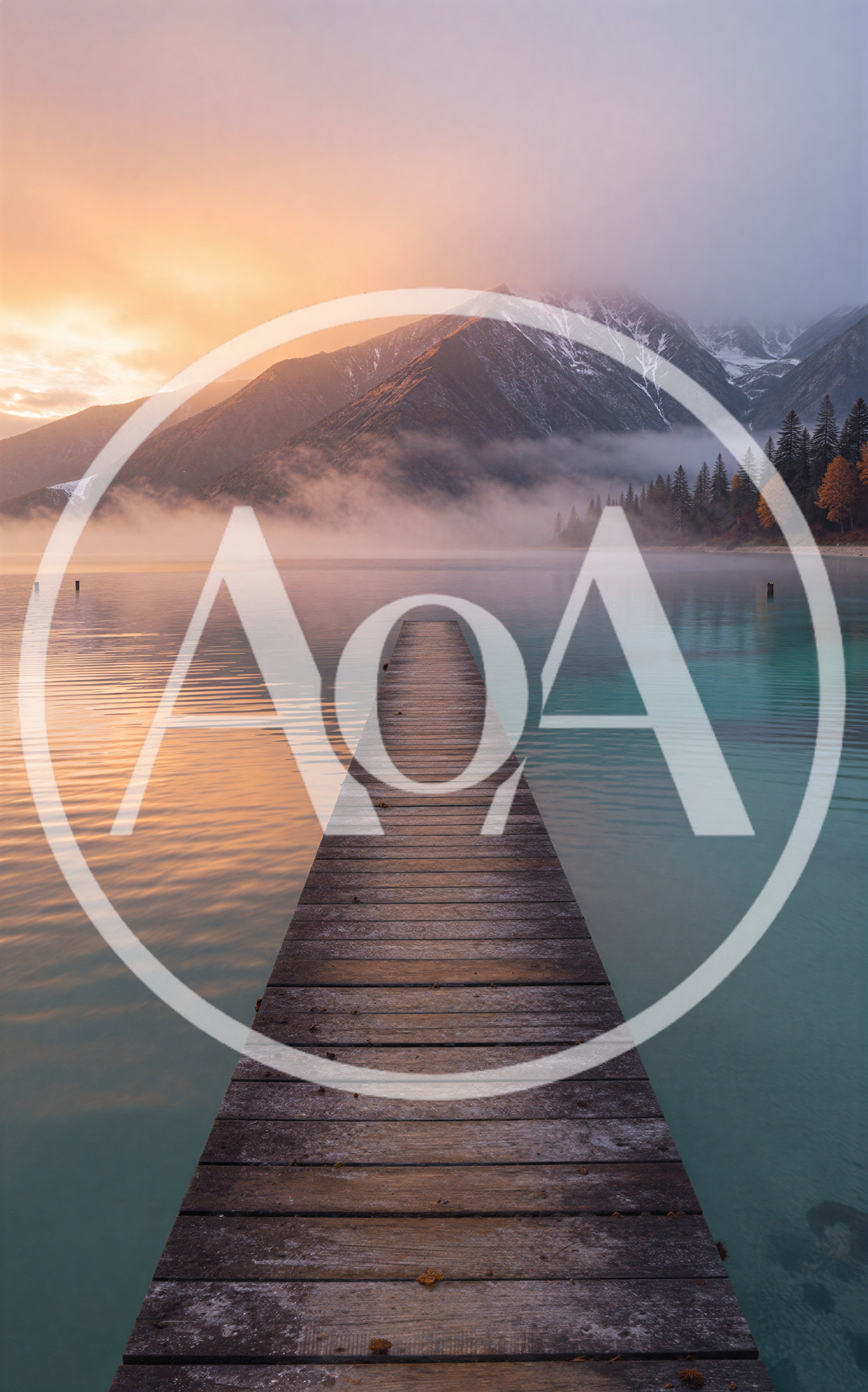 Wooden Pier Extending Into A Misty Alpine Lake