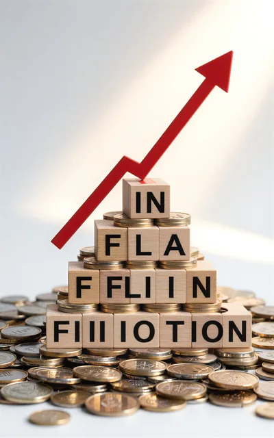 Inflation Concept With Wooden Blocks And Rising Arrow