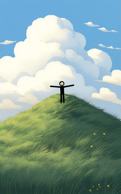 Stick Figure Standing On A Grassy Hill