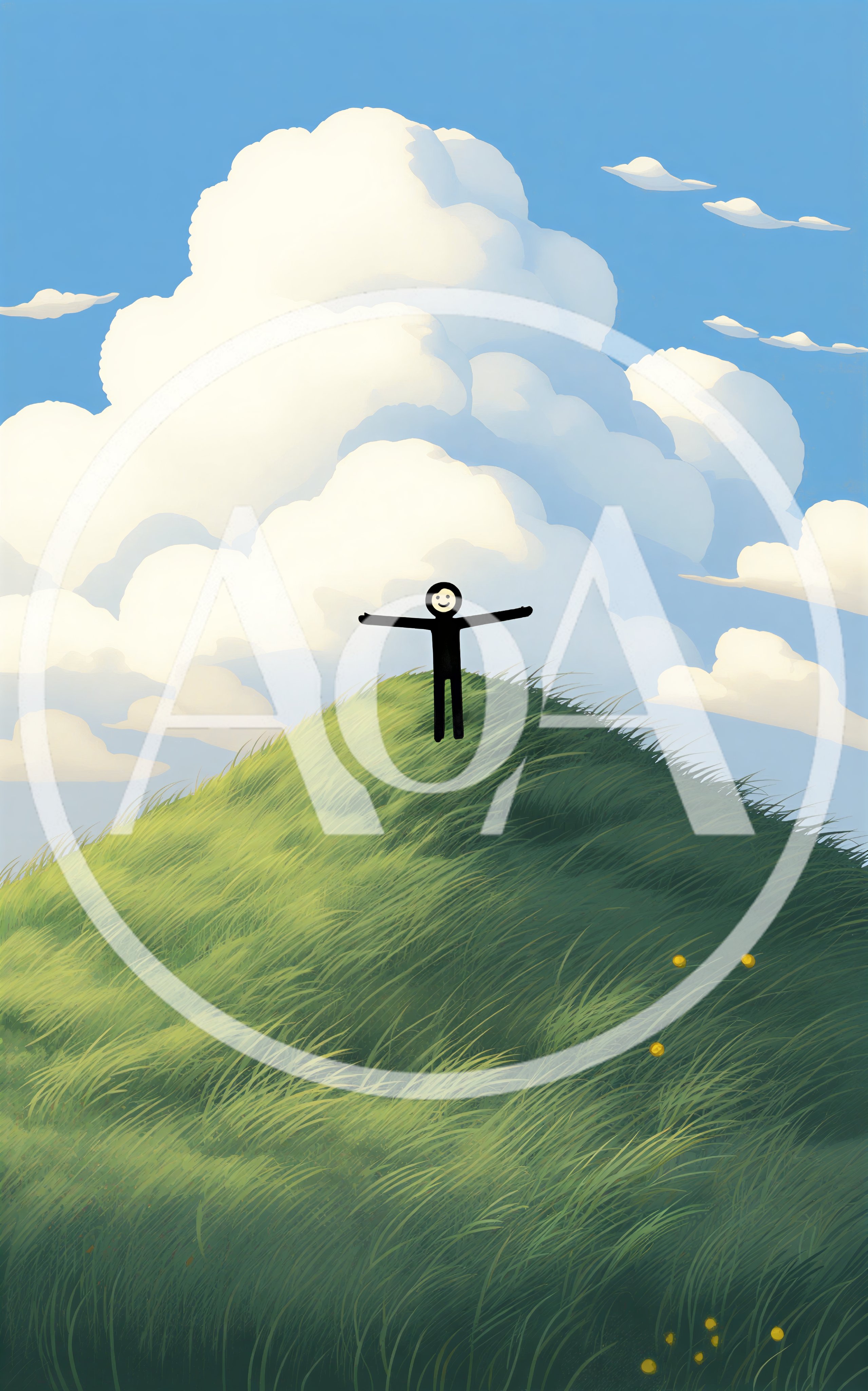 Stick Figure Standing On A Grassy Hill