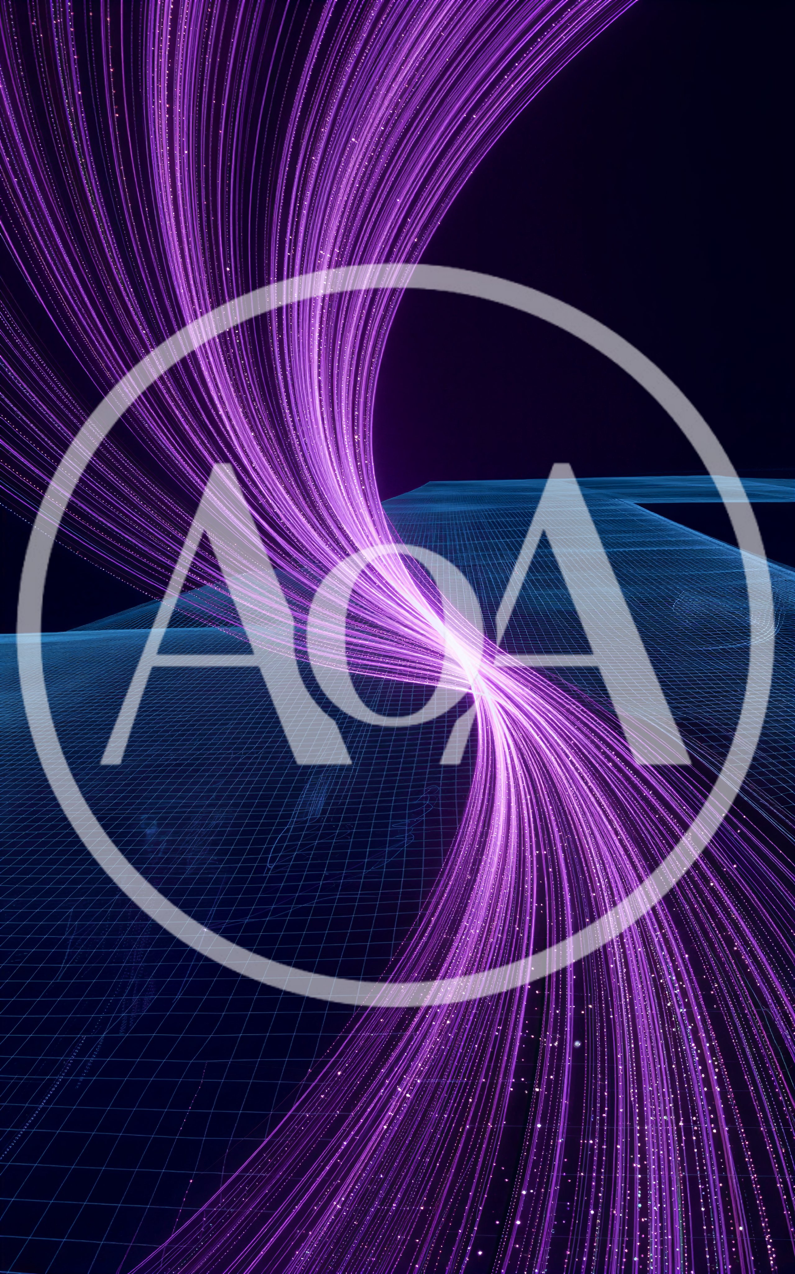 Abstract Purple Light Trails Over Digital Grid