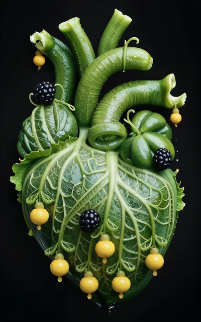 Surreal Vegetable Heart Sculpture Made Of Fresh Produce