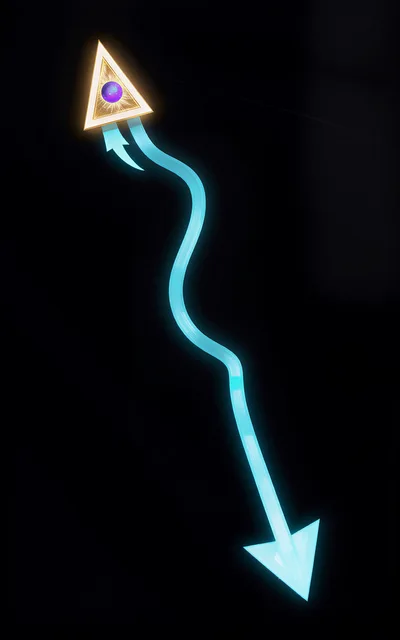 Glowing Neon Arrow With Triangular Pyramid Icon