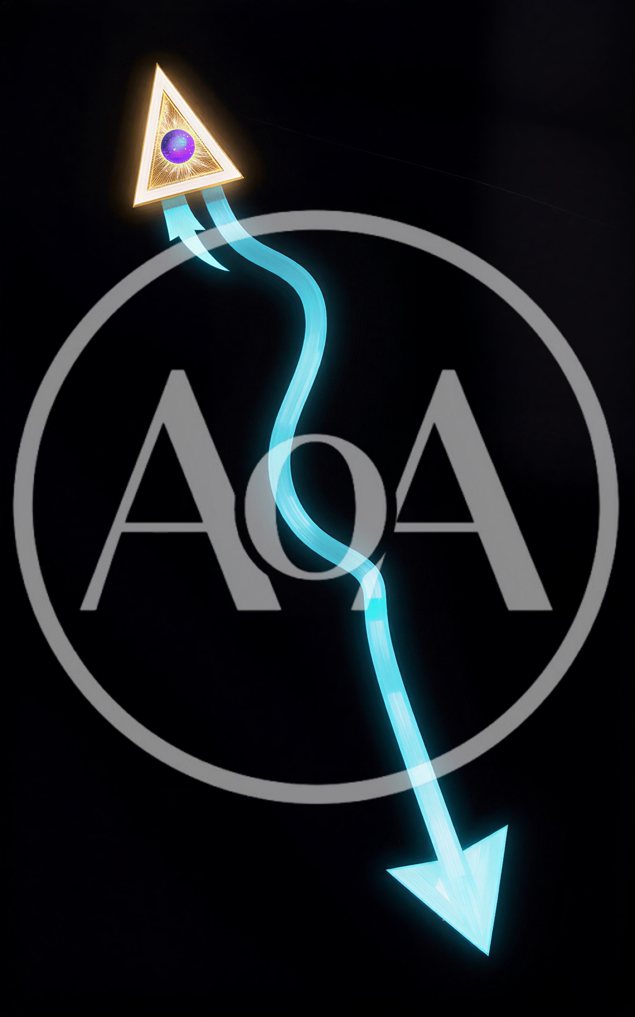Glowing Neon Arrow With Triangular Pyramid Icon