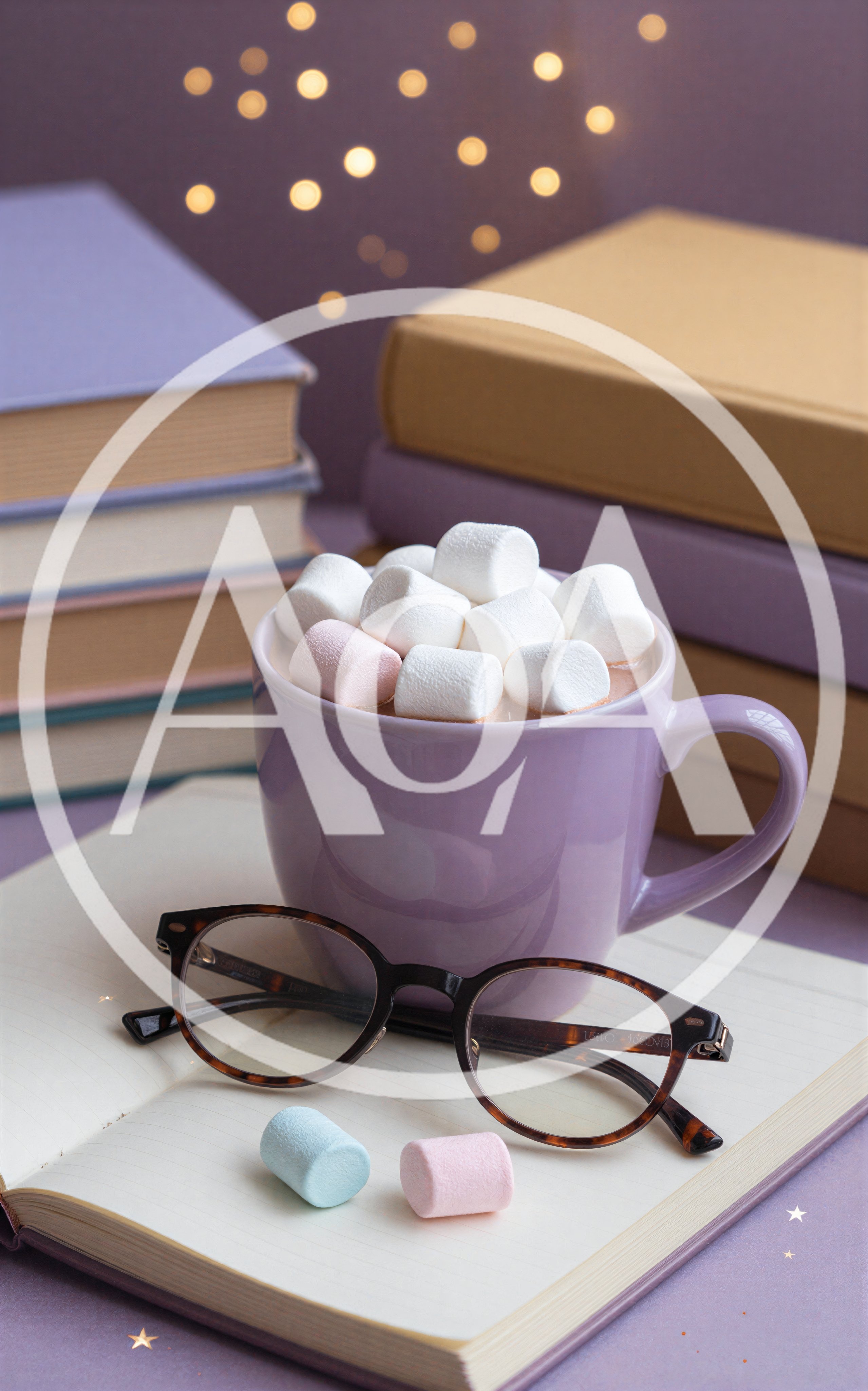 Cozy Reading Setup With Hot Cocoa And Marshmallows