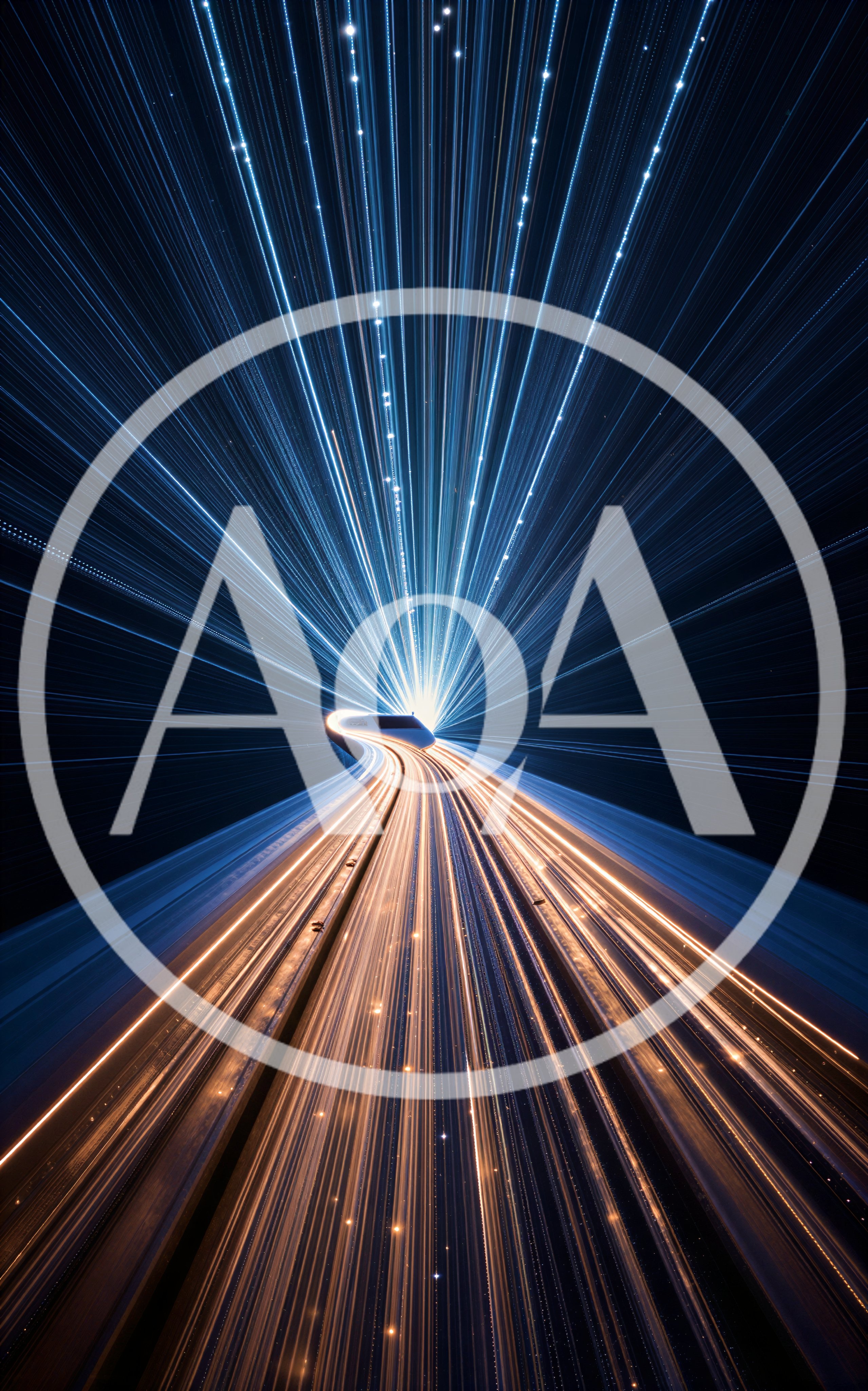 High Speed Train Traveling Through A Futuristic Light Tunnel