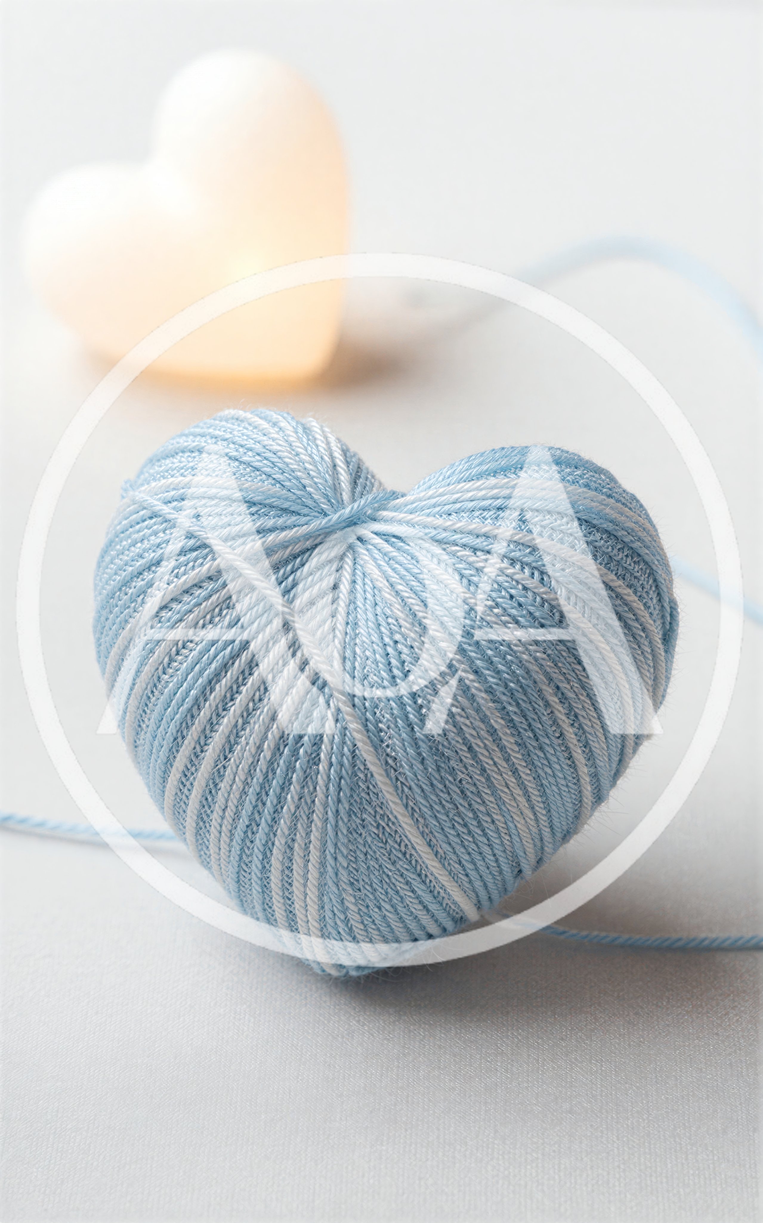 Blue Yarn Heart Shape With Glowing Light