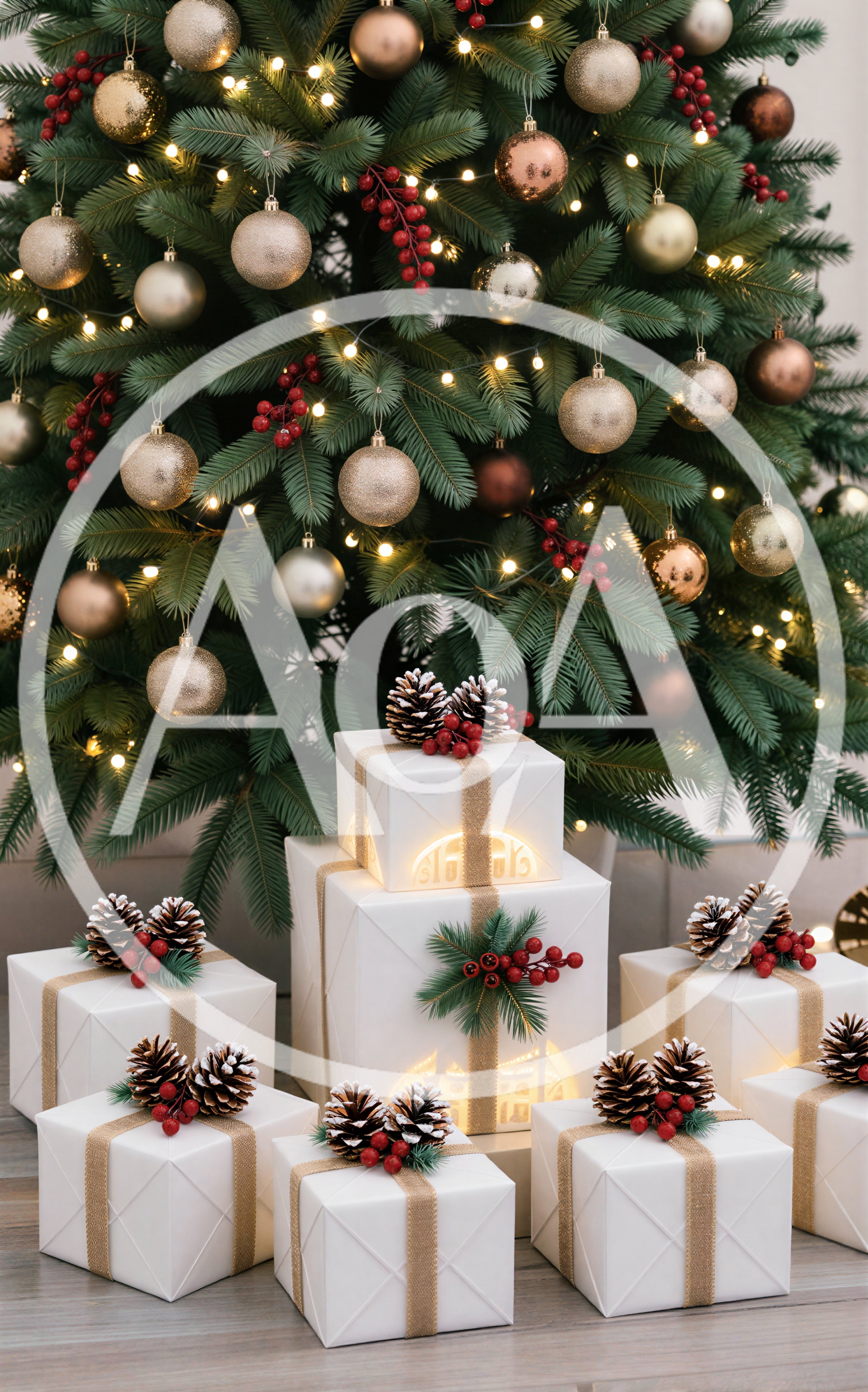 Christmas Tree With Wrapped Gift Boxes