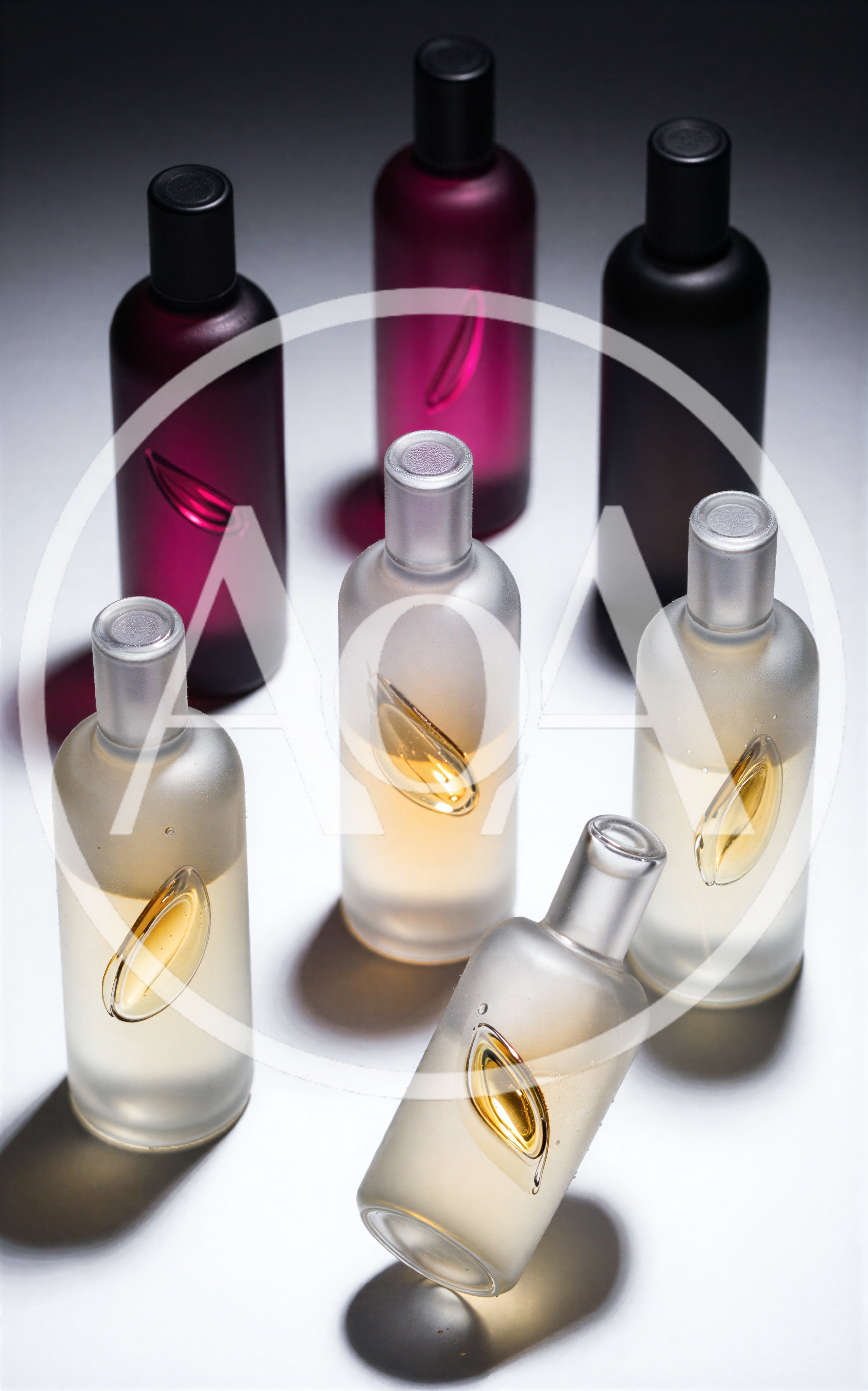 Collection of Frosted Glass Perfume Bottles