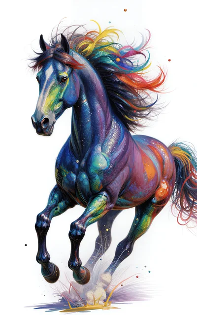 Abstract Colorful Cosmic Horse Running