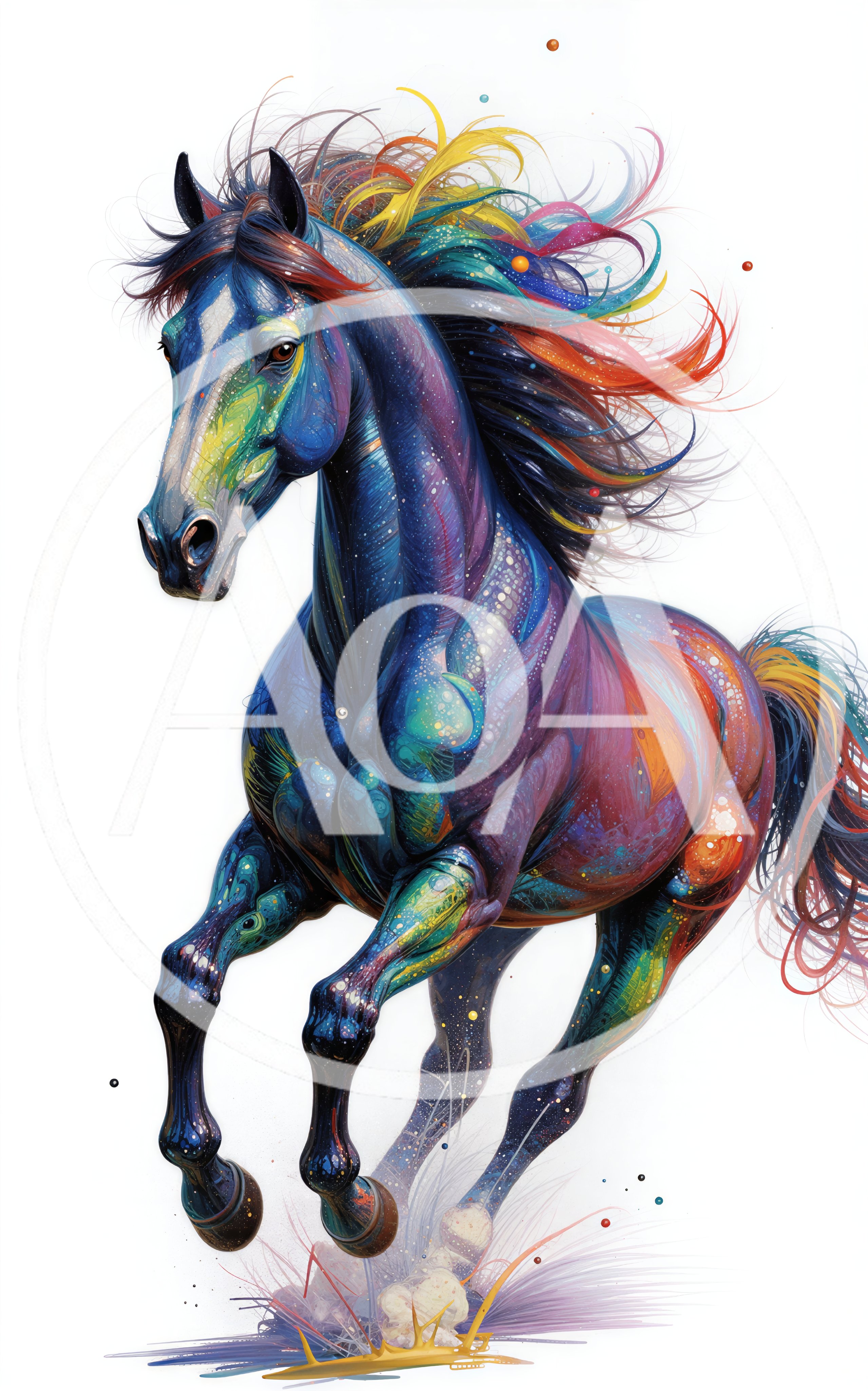 Abstract Colorful Cosmic Horse Running