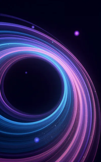 Abstract Cosmic Rings With Glowing Neon Light Trails