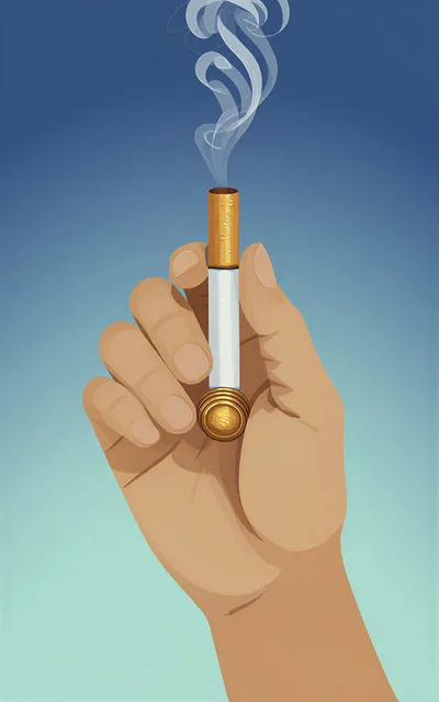 Hand Holding A Stylized Cigarette With Smoke