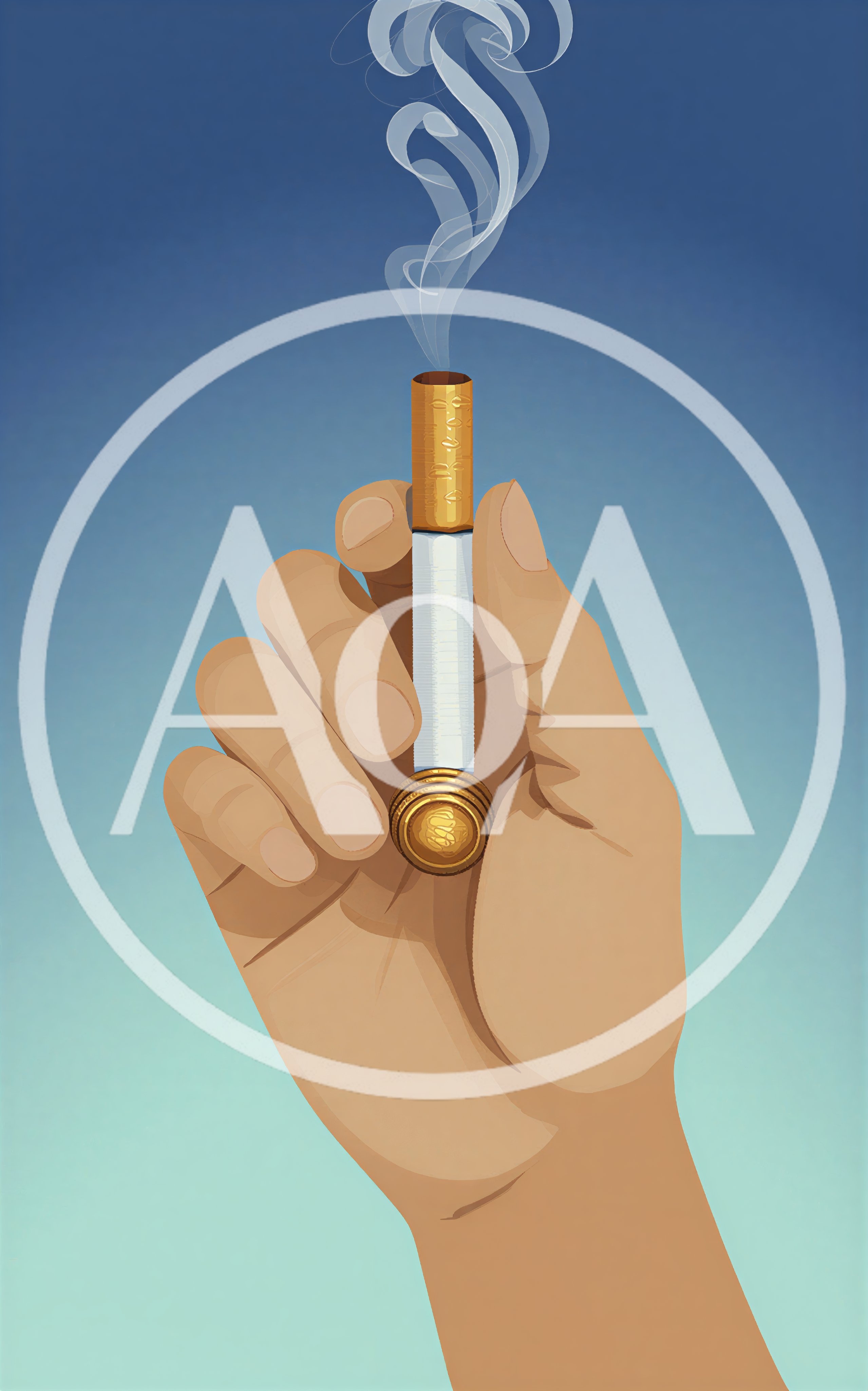 Hand Holding A Stylized Cigarette With Smoke