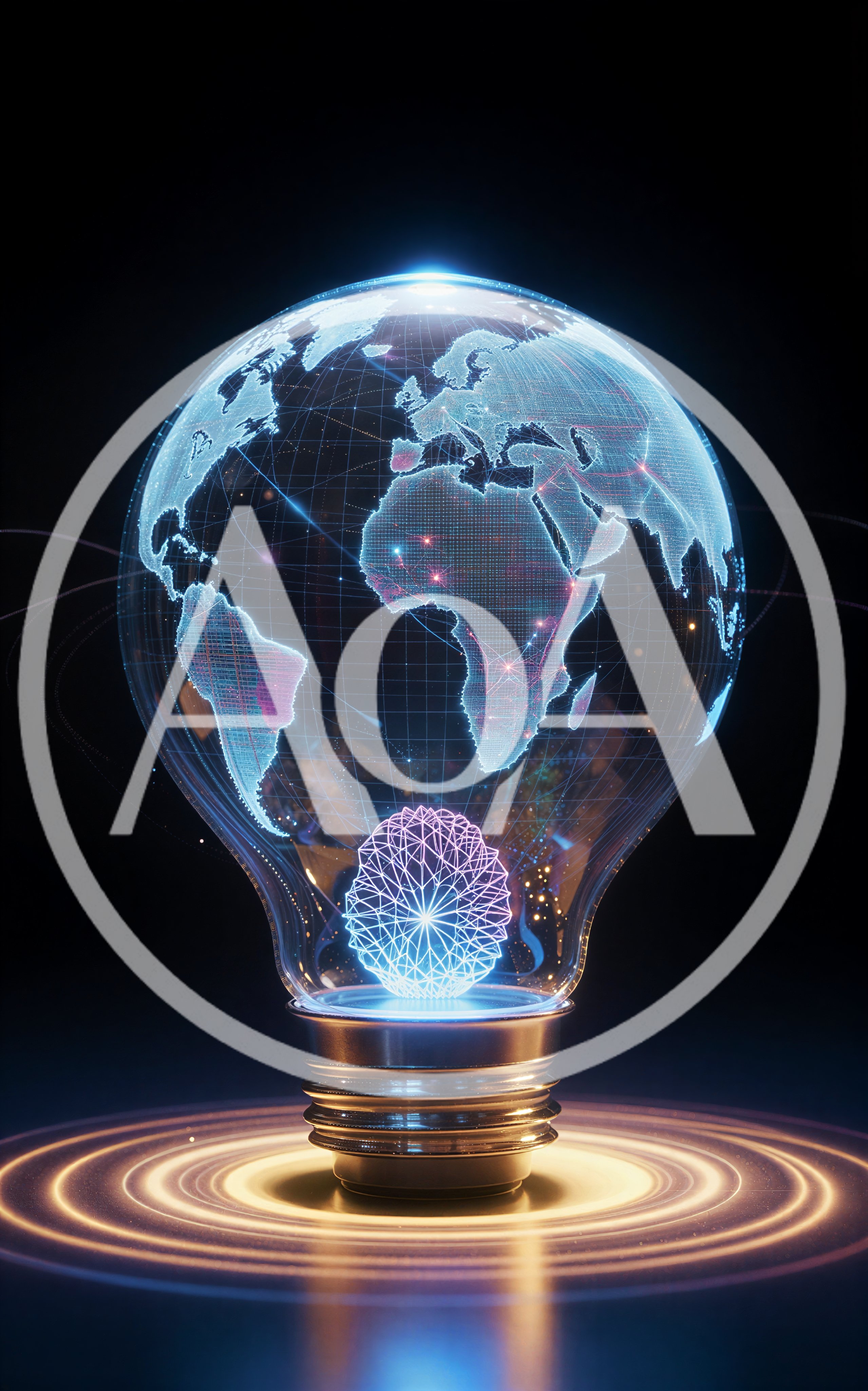 Digital Earth Globe Inside A Glowing Light Bulb