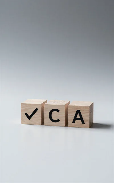 Wooden Blocks Spelling VCA With A Checkmark Symbol