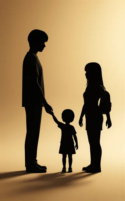 Silhouette Of A Family Standing Together