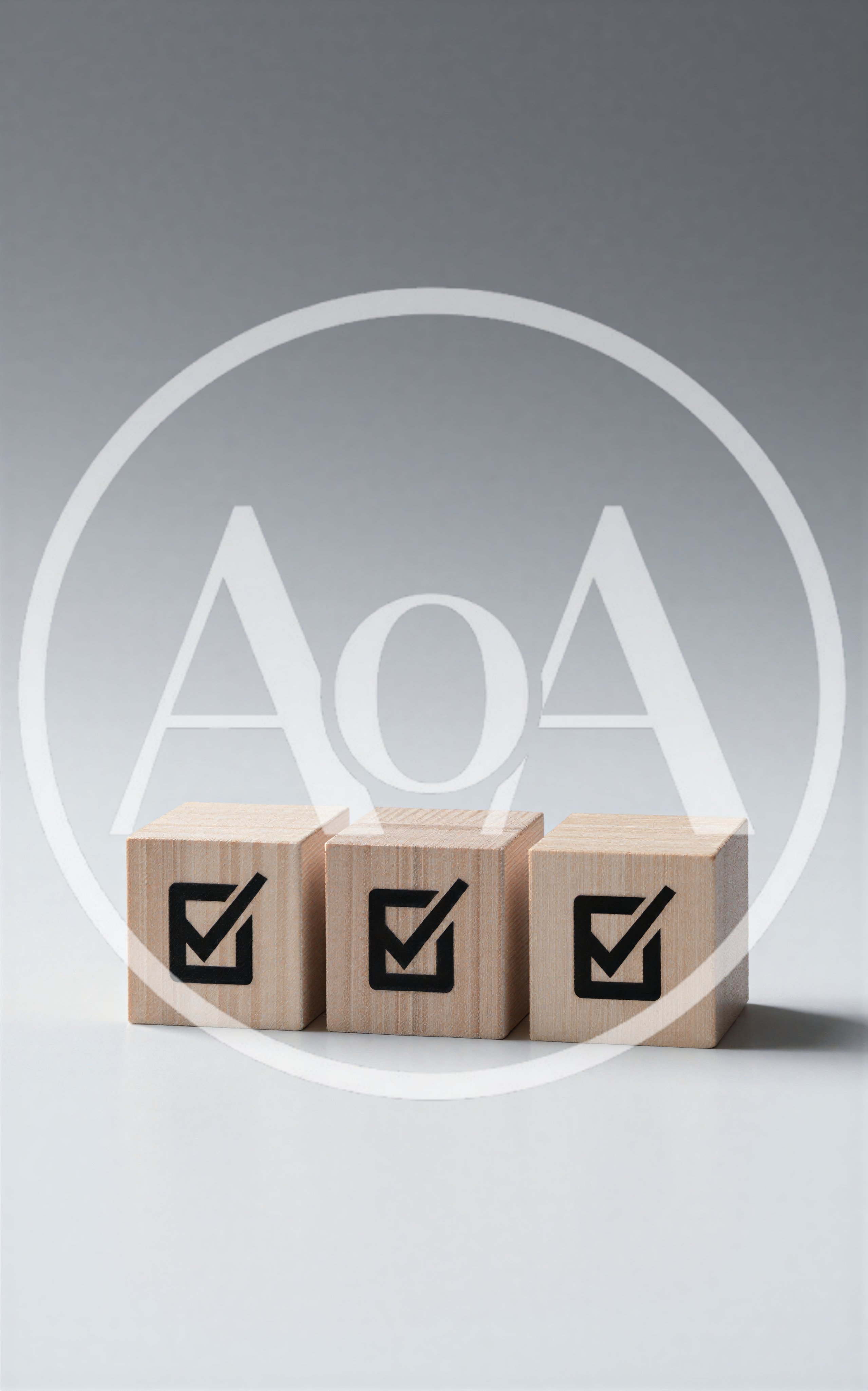 Three Wooden Blocks With Checkmark Icons