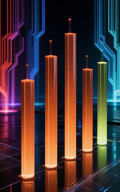 Futuristic Glowing Data Pillars In Digital Network Environment
