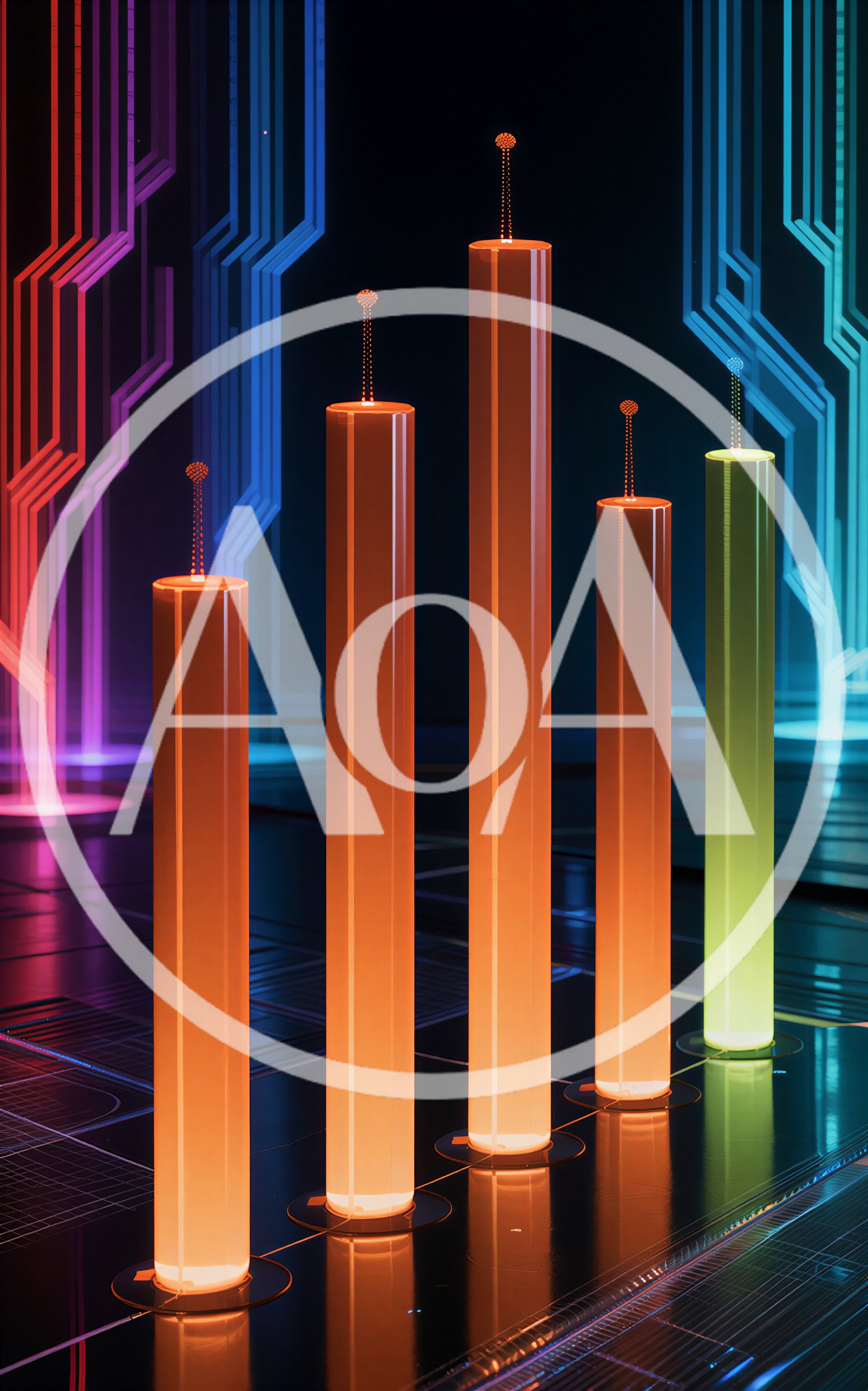 Futuristic Glowing Data Pillars In Digital Network Environment