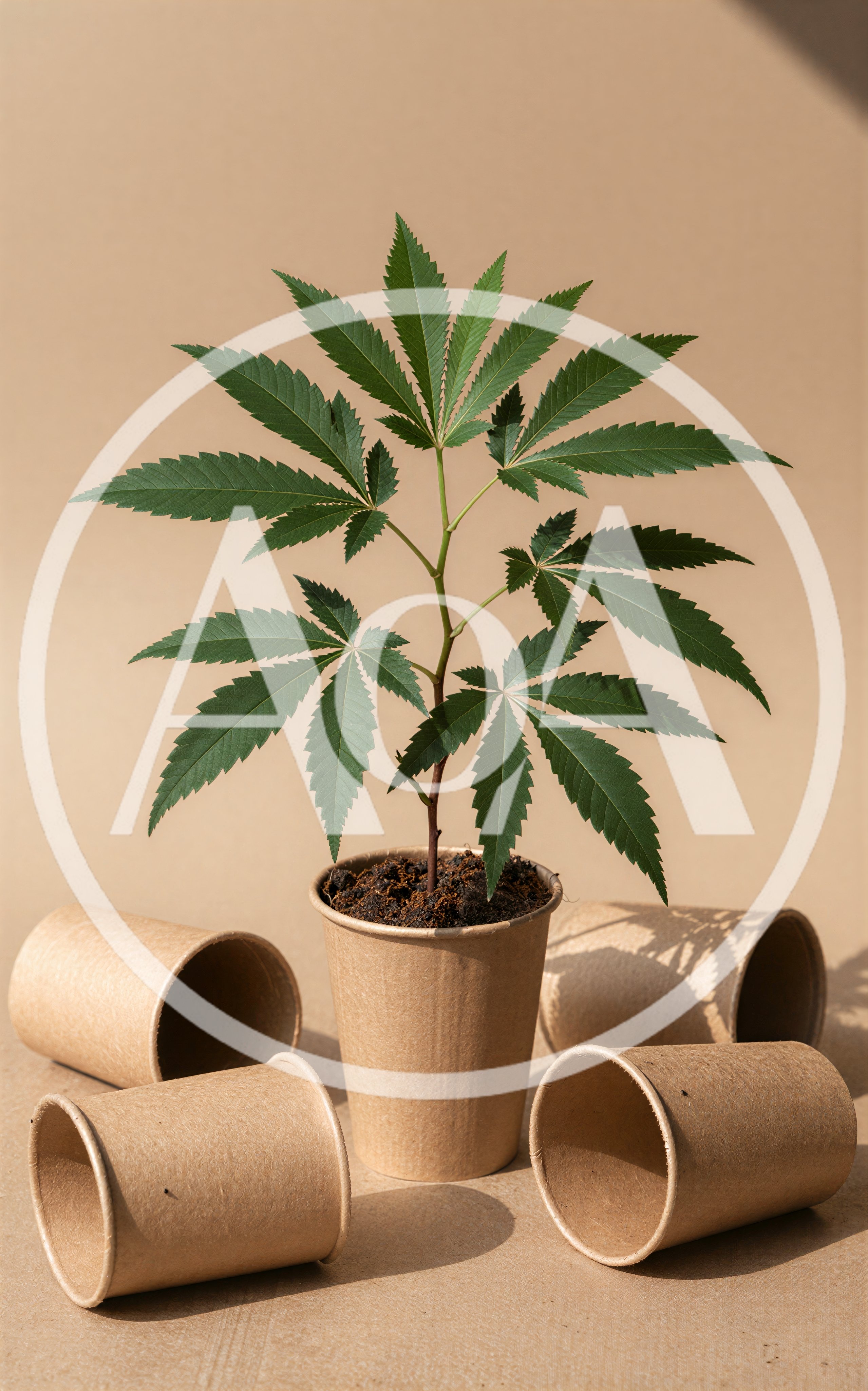 Cannabis Plant Growing in a Recycled Paper Cup