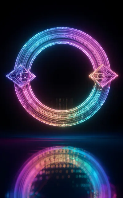Futuristic Neon Glowing Digital Portal Ring