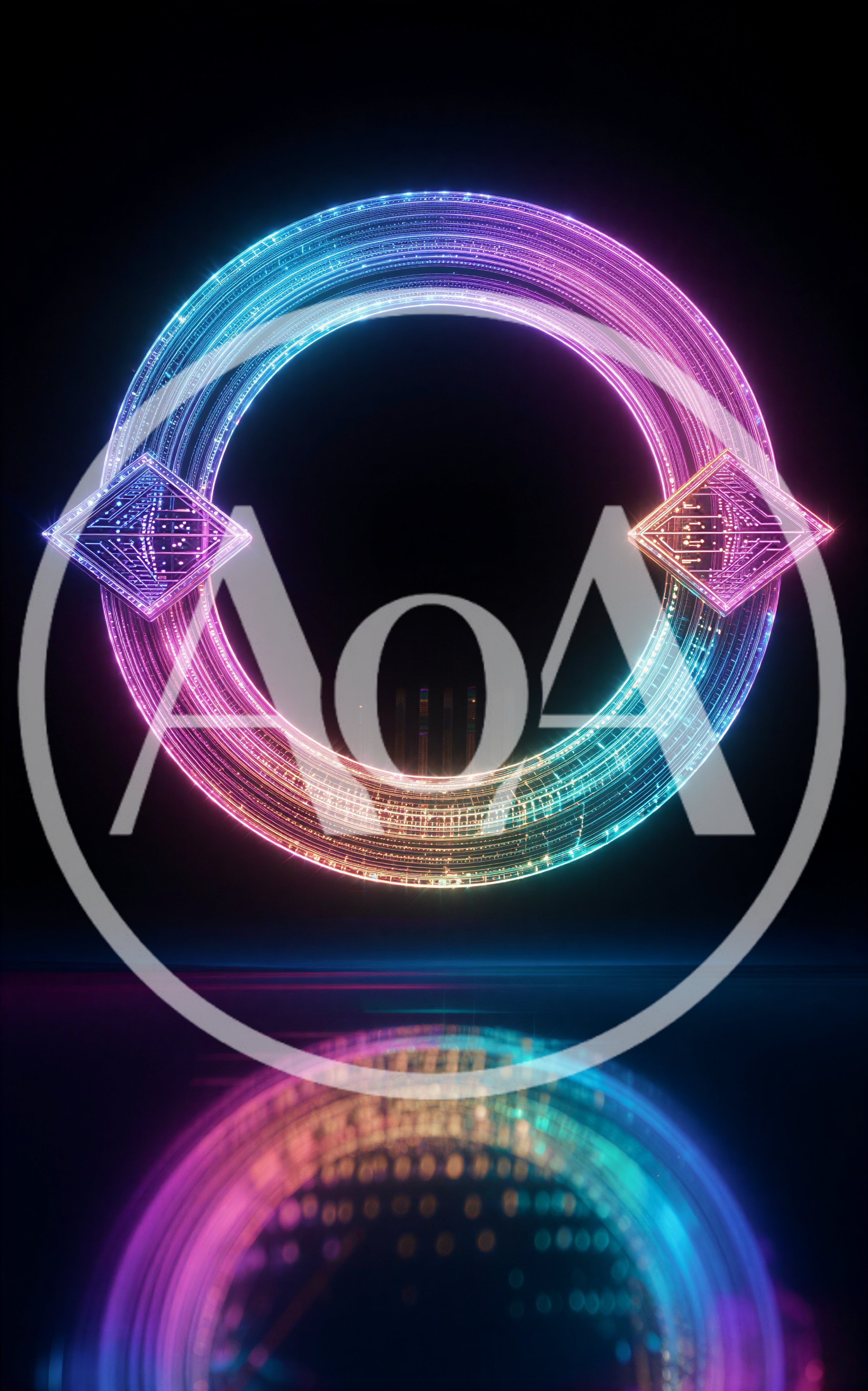 Futuristic Neon Glowing Digital Portal Ring