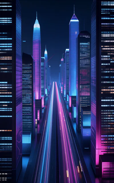Futuristic Cyberpunk Cityscape With Glowing Light Trails