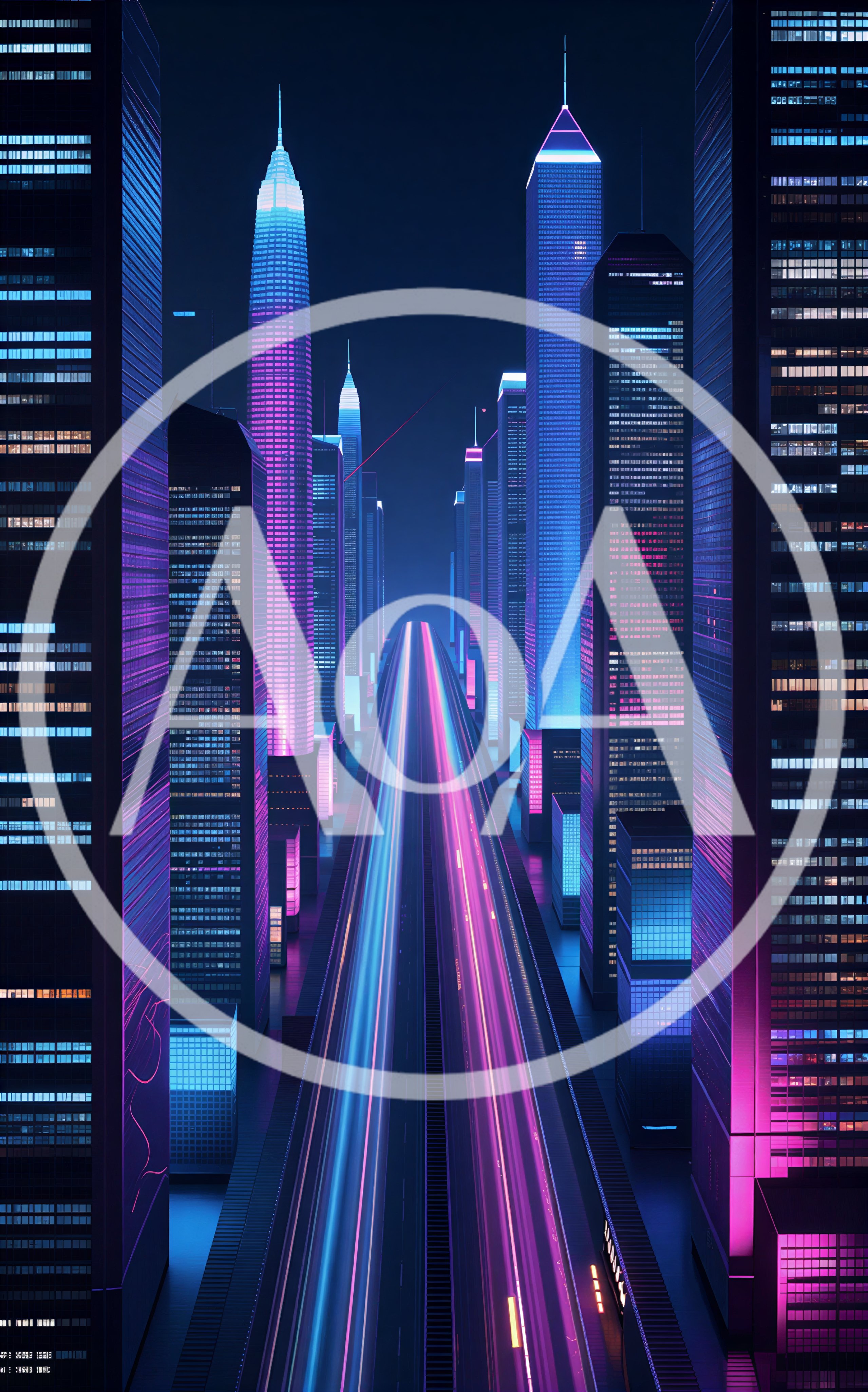 Futuristic Cyberpunk Cityscape With Glowing Light Trails