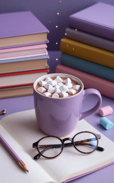Cozy Reading Setup With Hot Cocoa And Books