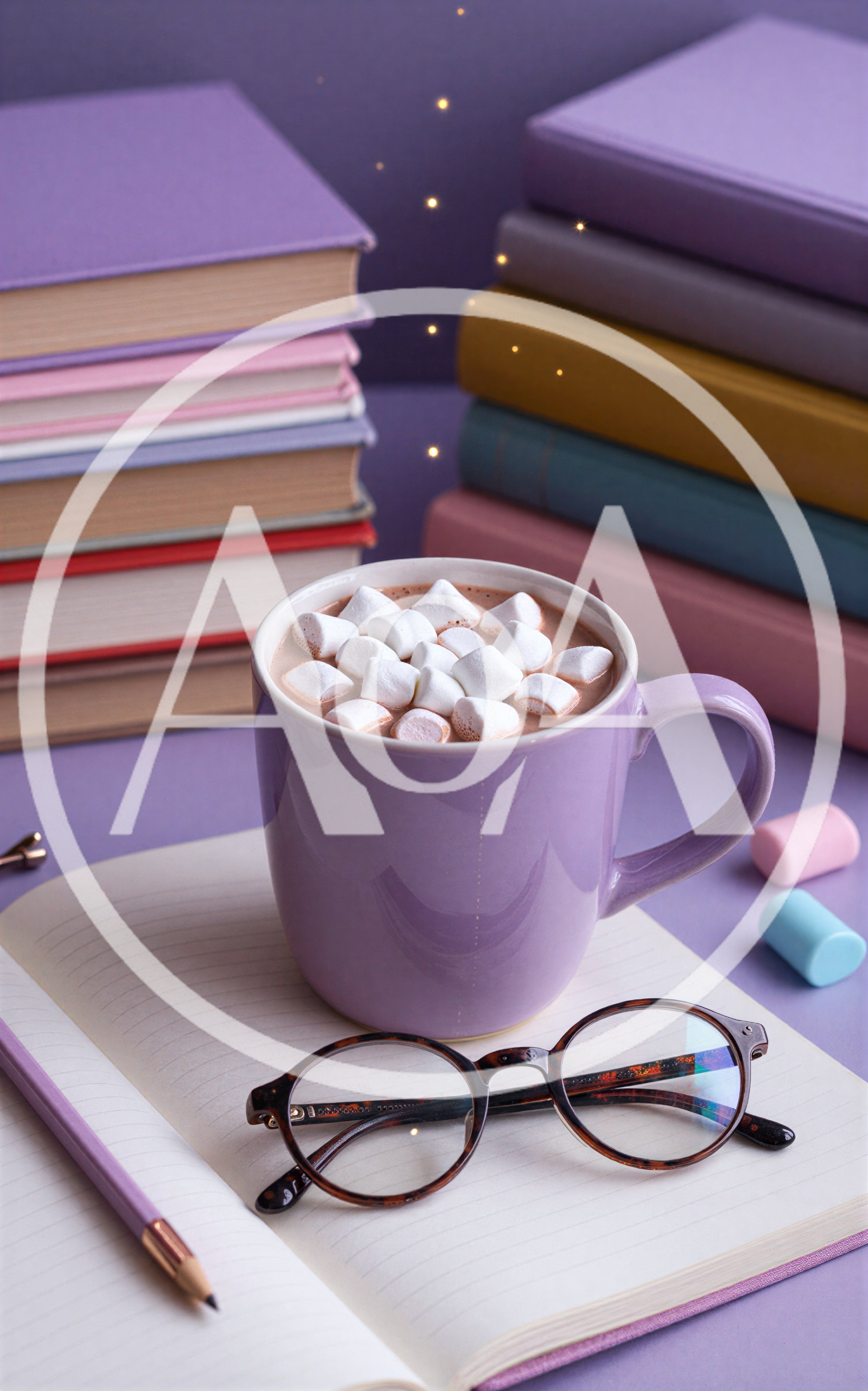 Cozy Reading Setup With Hot Cocoa And Books