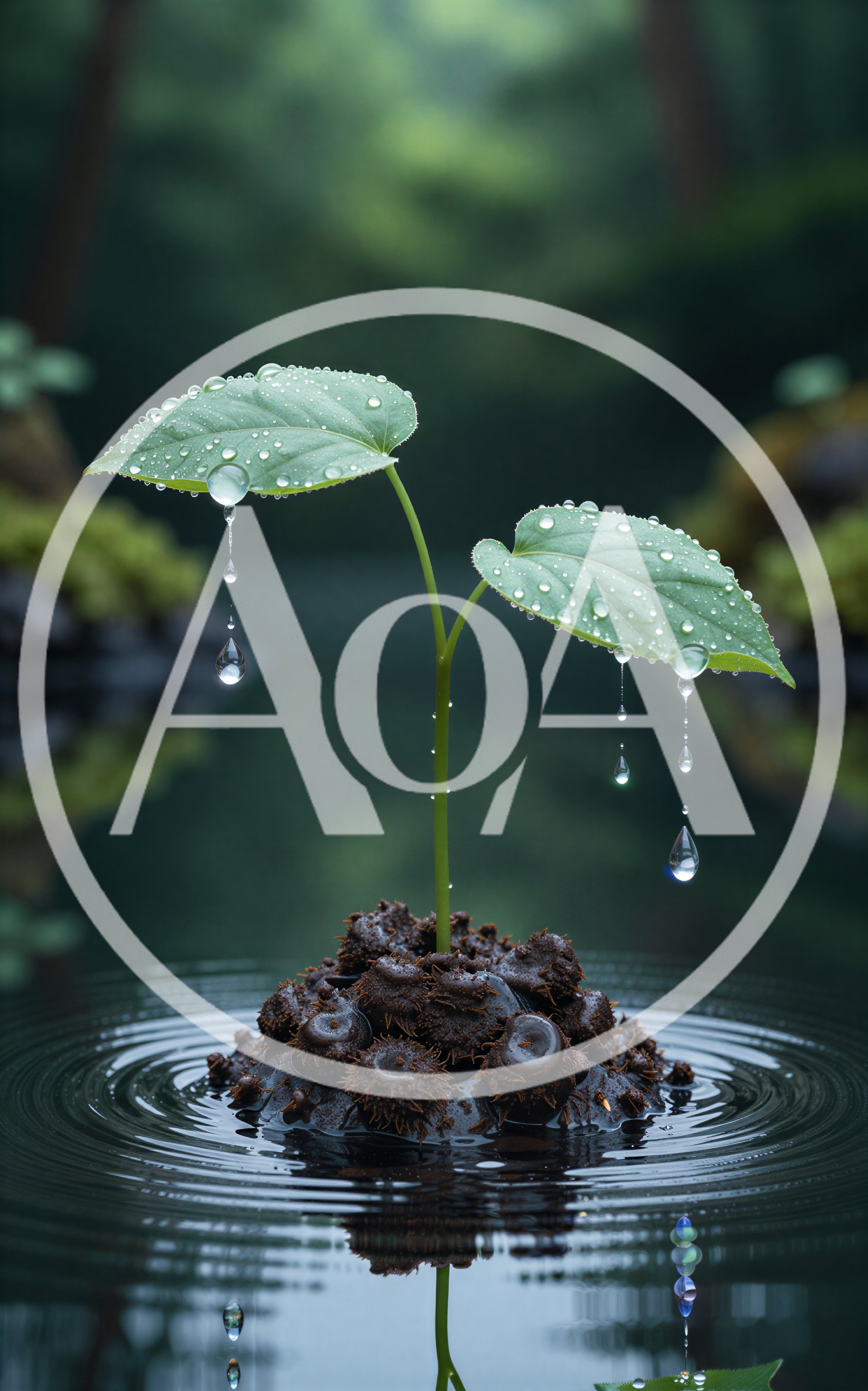 Small Green Sprout Growing From Soil In Water