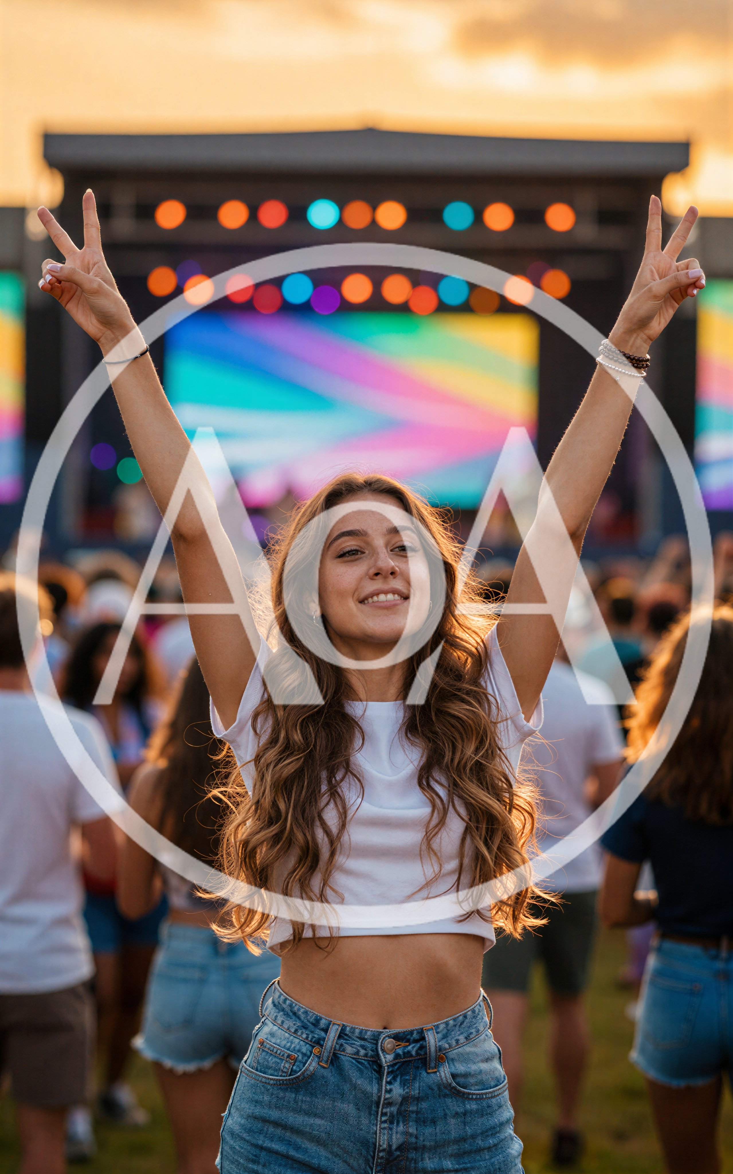 Young Woman Celebrating At An Outdoor Music Festival