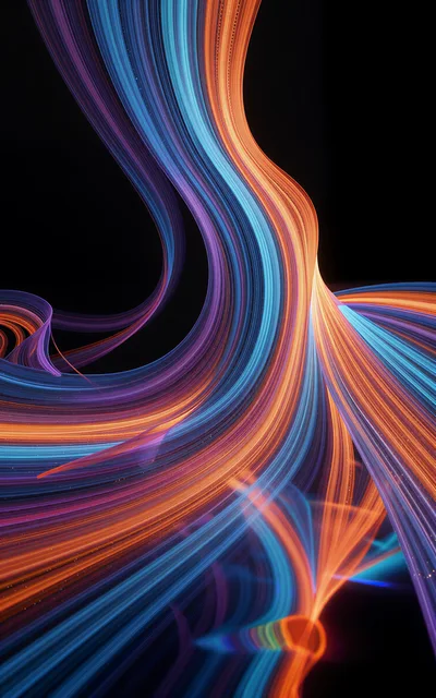 Abstract Flowing Light Trails In Vibrant Colors
