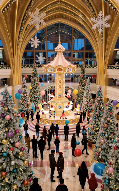 Christmas Carousel Display In A Luxury Shopping Mall