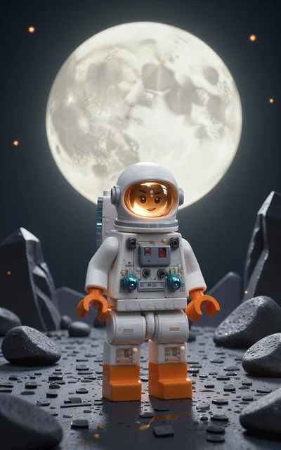 Lego Astronaut Standing On A Lunar Surface