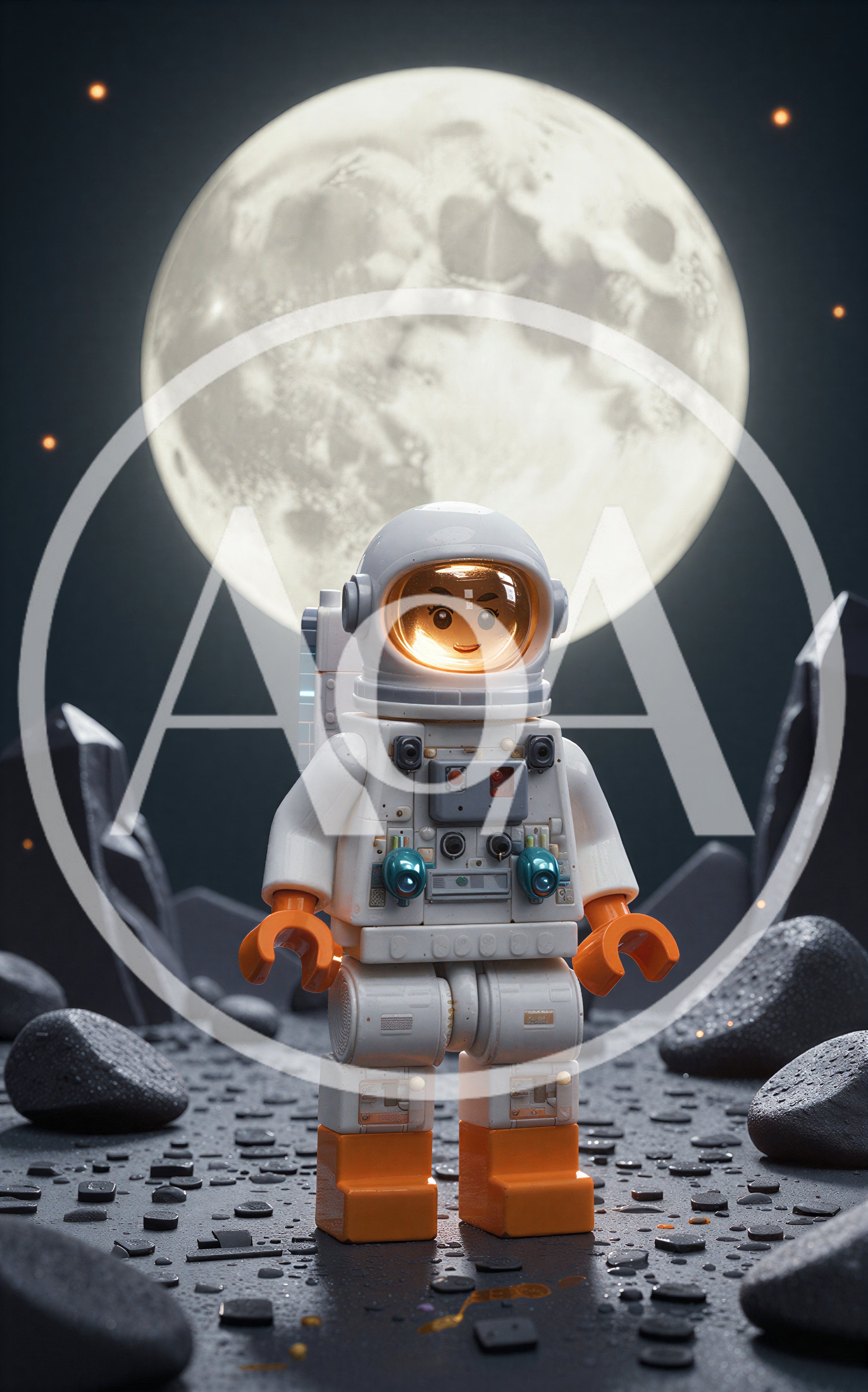 Lego Astronaut Standing On A Lunar Surface