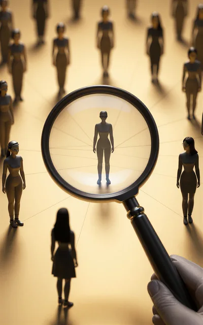 Magnifying Glass Focusing On A Single Businesswoman