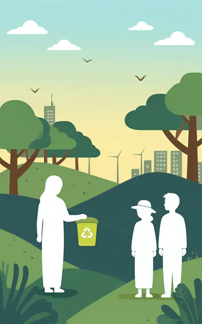 Silhouettes Of People Promoting Environmental Sustainability In Nature