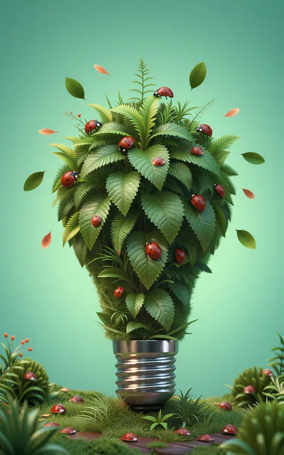 Light Bulb Shaped Plant With Ladybugs