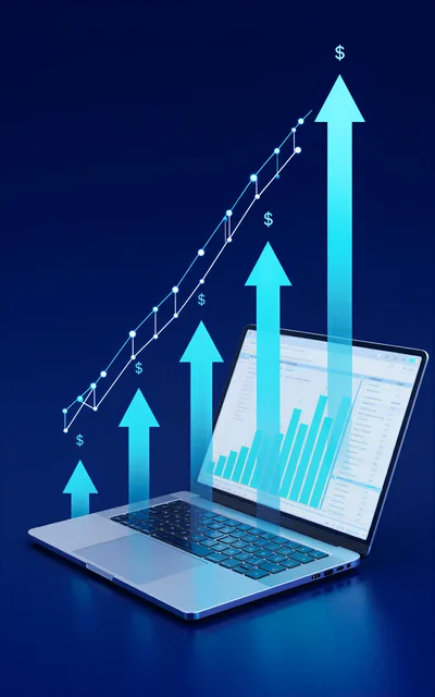 Financial Growth Concept With Laptop And Digital Charts