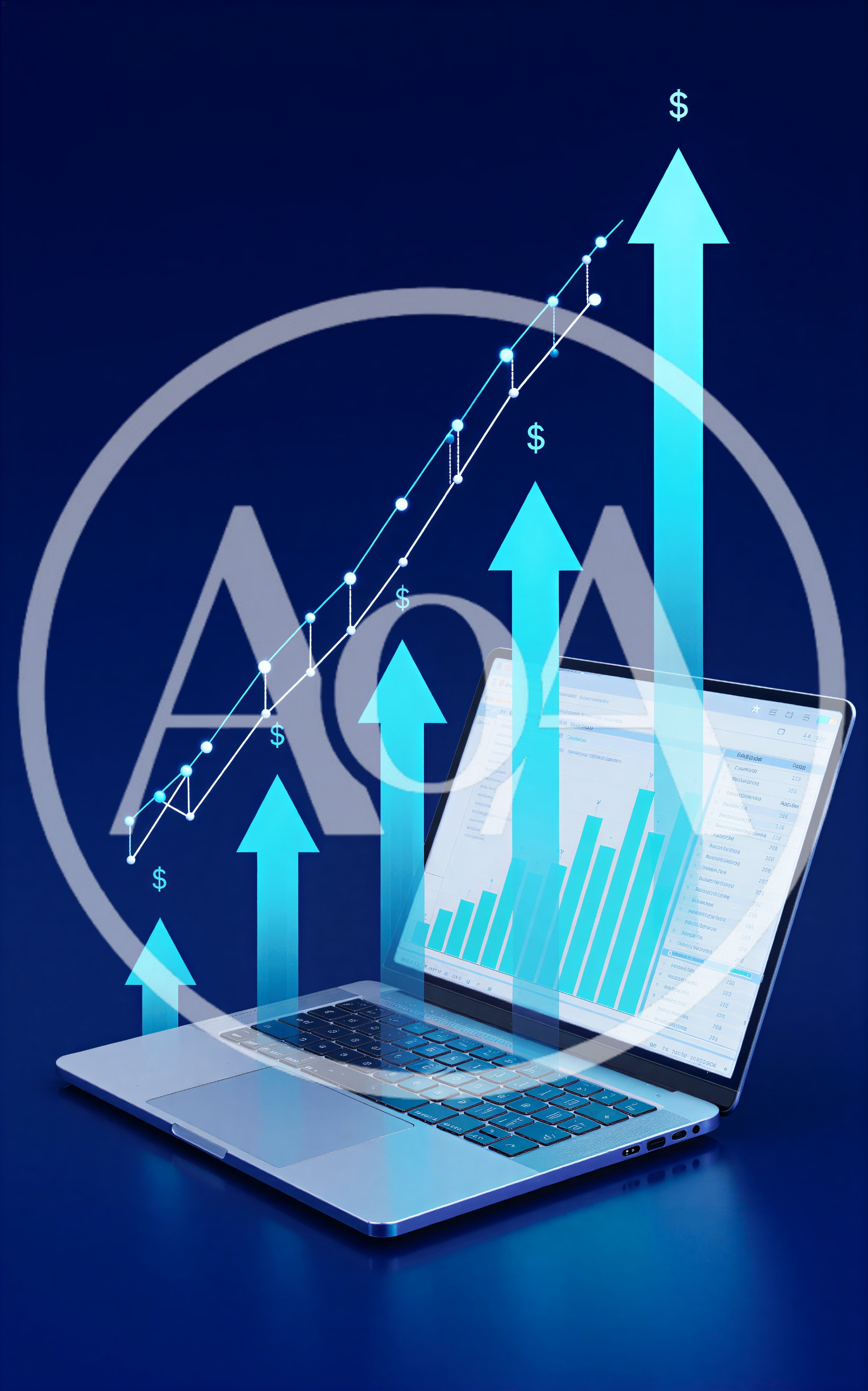 Financial Growth Concept With Laptop And Digital Charts