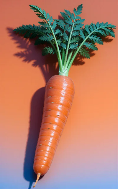 Fresh Orange Carrot With Green Leaves On Gradient Background