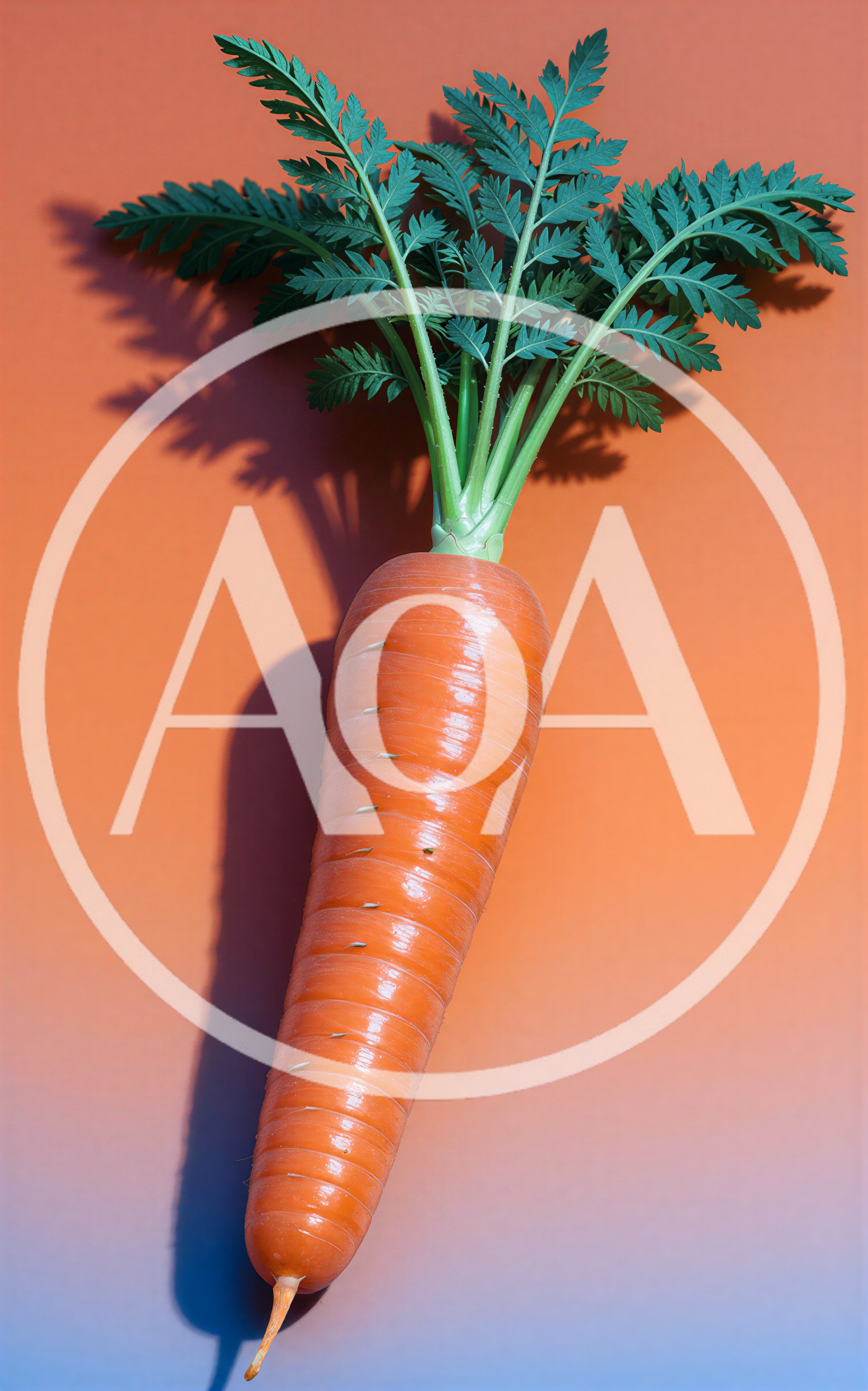 Fresh Orange Carrot With Green Leaves On Gradient Background