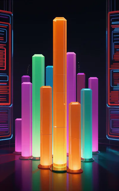 Futuristic Glowing Data Visualization Pillars